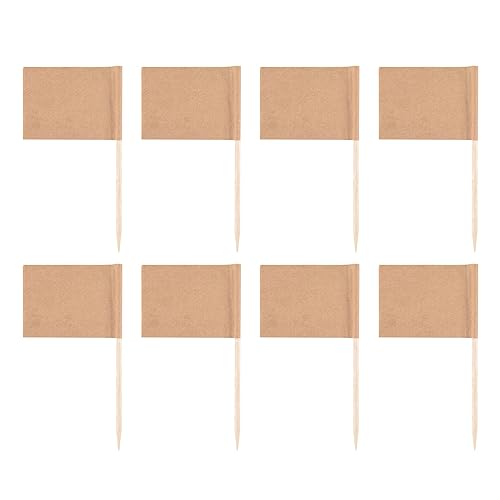Cpolebev Paquete de 200 de Palillos de Dientes en, de Papel Kraft, Marcadores de Queso para Cupcakes, Alimentos, Frutas, Decoraciones para Fiestas