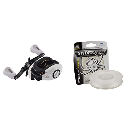 Abu Garcia Pro Max & Max Pro Low Profile Baitcast Fishing Reel, Right, Handed & Berkley Prospec® Chrome 100% Fluoro Leader, Translucent, 15Lb | 6.8Kg, 125Yd | 114M Fishing Line #TOP29