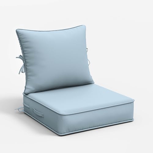 Snubbull Outdoor Patio Chair Cushions Set 19 L X 19 W X 4 H Inch Waterproof & Fade Resistant Deep Seat and Back Cushions with Removable Covers Outdoor Seat Cushion Set for Chairs and Sofas