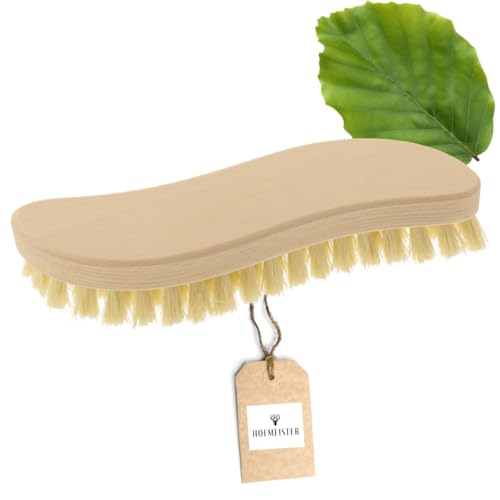 Hofmeister® Cepillo de Limpieza de Madera en Forma de S con cerdas Naturales de Fibra - cerdas Resistentes de Fibra Fabricadas en Alemania, soporta el Calor y los Productos de Limpieza, 21 cm