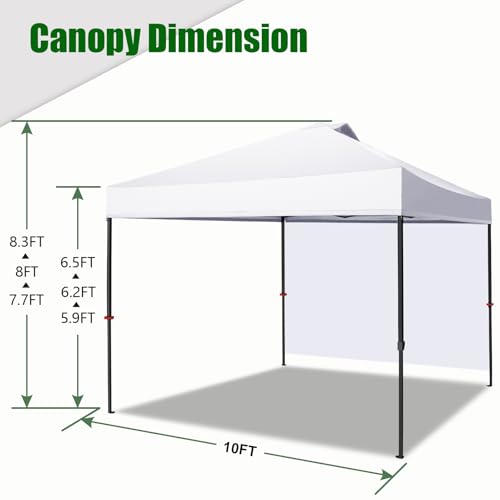 Image of Eurmax USA NOMATTER ONE-Person Open&Close 10x10ft Pop Up Canopy Tent,Portable Shelter for Outdoor Events with 1 Removable Sidewall,Instant Canopies,Bonus 4 Sand Bags (Forest Green)
