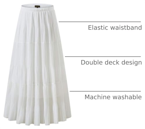 Image of NASHALYLY Women's Chiffon Elastic High Waist Pleated A-Line Flared Maxi Skirts