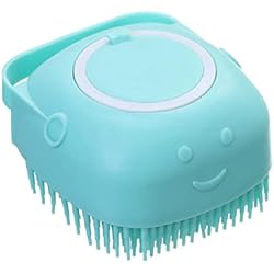 Dispensador De Shampoo Para Perros ABchat Pet Shampoo Brush, Slicone Cat Dog Massager Brush Shampoo Dispenser Brush for Long/Short Hair Dogs Cats Shower (Blue)