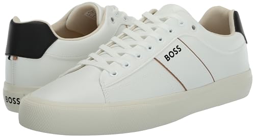 Image of BOSS Men's Aiden Logo Block Leather Low Top Sneakers