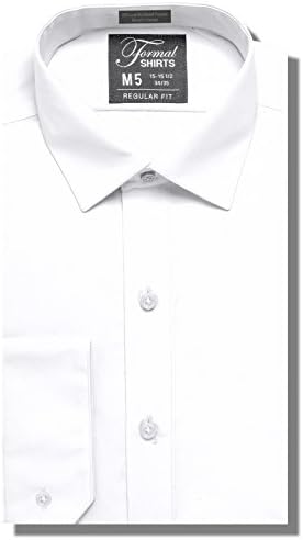 Luxe Microfiber Mens Regular Fit Solid Dress Shirt, Spread Collar - Style Denny White