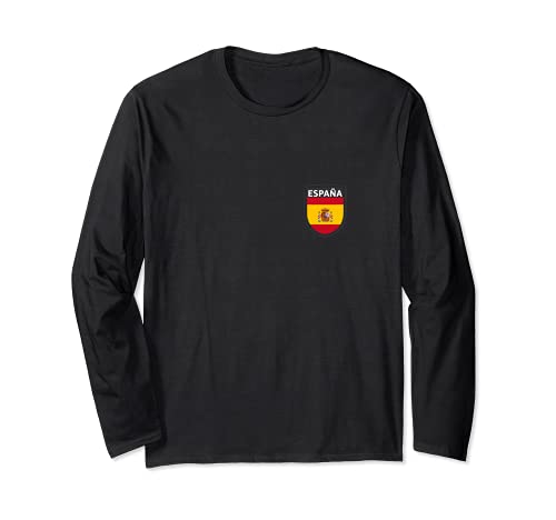 Spain Flag Long Sleeve T-Shirt, Black