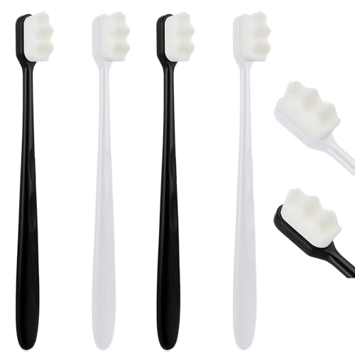Ouligay 4Pcs Soft Toothbrush for Adults Soft Bristle Toothbrushes Extra-Soft Ultra Micro Nano Toothbrush Tooth Brush Manual Toothbrushes with 20000 Bristles for Sensitive Teeth