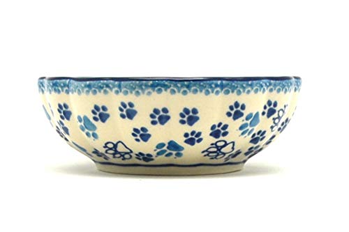Polish Pottery Bowl - Shallow Scalloped - Small - Boo Boo Kitty