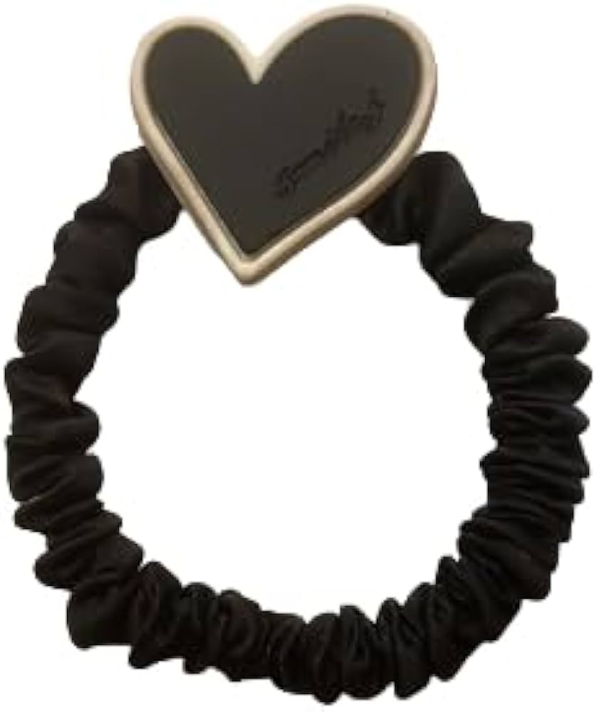 ハートいっぱいキッズシュシュ　黒　ヘアゴム　小さめ　子供　ブラック　バレンタイン ハートいっぱいキッズシュシュ黒ヘアゴム小さめ子供ブラックバレンタイン