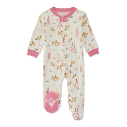 Image of Burt's Bees Baby Girls' Loose Fit Organic Cotton Sleep and Play One-Piece Zip Front Footed Pajamas