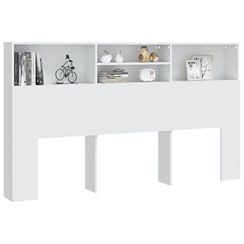 Norheim Cabeceros Cama Mueble Cabecero + 4 Compartimentos Madera 180 x 19 x 103,5 cm Blanco
