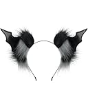 BNLIDES Handmade Devil Bat Ears Headband Adult Cosplay Costume Accessories for Halloween, Anime Con, Stage Performance (Black Grey)