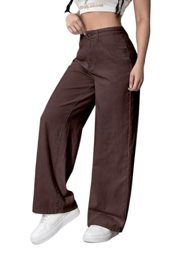 Image of Women's Off-White High Waist Denim Jeans | Straight, Relaxed, Wide Leg & Baggy Fit | High Rise Loose Oversized Denim Pants for Women | Comfortable Casual Everyday Wear | Oversized Woman baggys