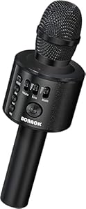 BONAOK Bluetooth Karaoke Mikrophon Erwachsene, Tragbares 3 in 1 Singing Mic, Handmikrofon Home Geburtstagsgeschenk Karaoke Mikrofon für iPhone, für Android, für PC, für Smartphone (Schwarz)