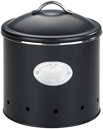Wenko Nero Storage Container with Holes, Air-Permeable Capacity 4 L, Powder coated metal, Black