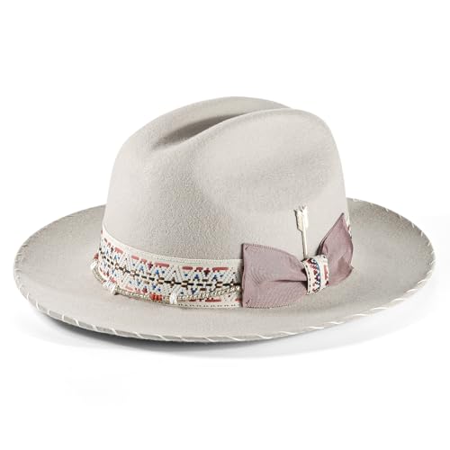 Image of Open Road Hat Fedora Hat Pure Wool Felt Hat Vintage Rancher Hat Airway Vented Panama Hats for Men Women