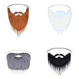 Juego de barba sintética de 4 piezas para disfraz de Halloween Kit de barba de Papá Noel Barba completa en blanco y negro Accesorio para carnaval y fiestas