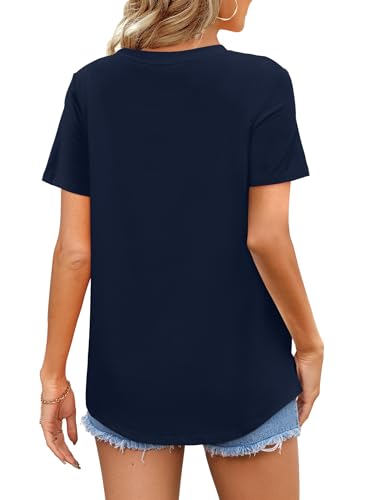 Image of Elesomo Womens Shirts Casual Crew Neck Short /Long Sleeve Tunic Tops Tees