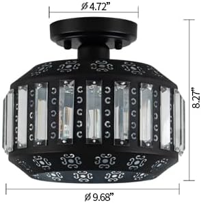 Miniatura 2 de Lámpara de techo semiempotrada, marco de metal negro con pantalla de cristal, lámpara moderna de montaje empotrado para pasillo, dormitorio, cocina,