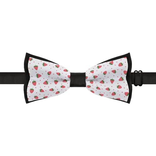 GoasNei Kawaii Strawberry Print Bow Tie for Men Adjustable Necktie Funny Tie Neck Ties for Weddings Party