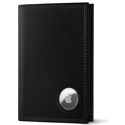 DODENSHA Portmonee Herren mit Airtag Fach und RFID Schutz | Geldbörse Herren aus 100% Echtleder mit XL Münzfach für 20 Münzen | Smart Wallet für 13 Karten in Geschenkbox (NapaSchwarz)