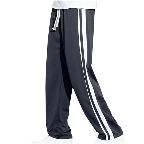 Baggy Sweatpants Men Fashion Clothing 2025 Side Stripe Athletic Pants Elastic Waist Wide Leg Joggers Lounge Streetwear