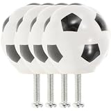 OUNONA Pomello in Ceramica a Forma di Calcio, Bianco Vintage, 4 Pezzi