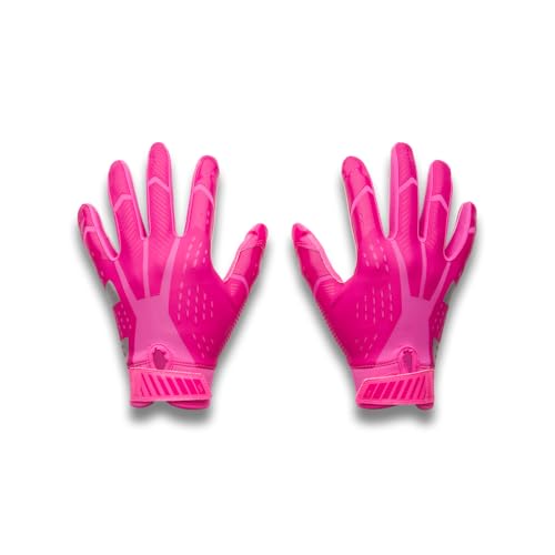 Under Armour Boys Youth Blur Football Gloves (694) Pink Rave/Virtual Pink/Metallic Silver Youth Medium