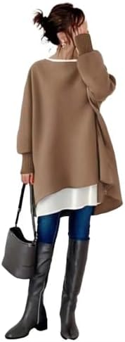 Women's Pullover Hoodie, Top, Trainer, Long Sleeve, Asymmetrical, Body Cover, Slimming, Stylish, Loose, Adult, Plain, Korean Style, Spring, Autumn