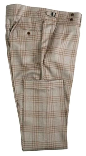 Men's Suits 3 Piece Slim Fit Khaki Plaid Suit Notch Lapel Blazer Jacket Vest Pants Tuxedo Set for Dress Business3