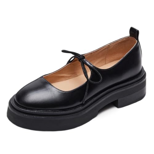 Milooey shoes Women's Fashion Round Toe Platform Mary Janes Cute Lace Up Chunky Heel Pumps Uniform Dress Party School Daily Shoes Size 4-16 Us