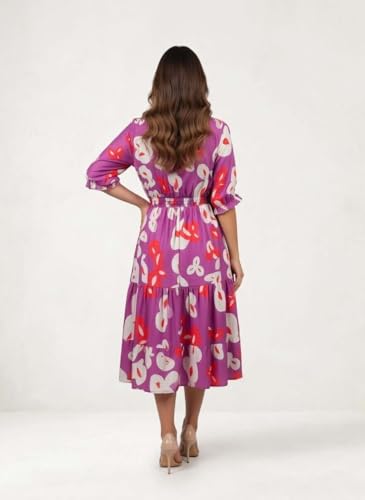 Image of GRECIILOOKS Printed Dress for Women | Midi One Piece Outfit | Casual Western and Trendy Fashion Outfit | Stylish Summer Outfit | Western Ankle Lengt One Piece Dresses