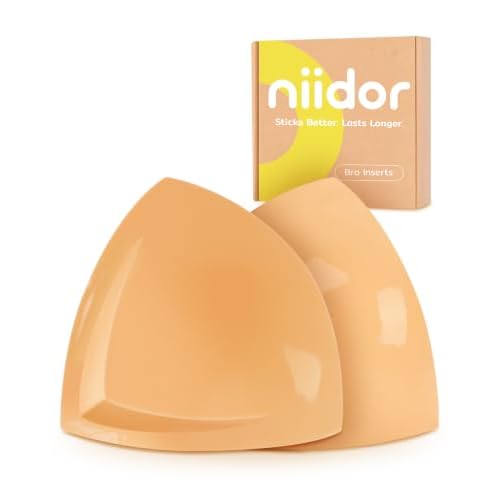 Niidor Large Size Bra Inserts,Double Sided Sticky Bra Pads Inserts for D+ Cups