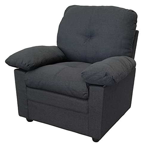 KMH Fauteuil Wismar en tissu texturé gris foncé – Fauteuil TV avec rembourrage doux – Fauteuil de salon moderne