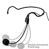 JTLAU Headset Microphone Cardioid Condenser Microphone, Double Earhook Headset Mic Compatible with Sennheiser Wireless Bodypack Transmitter, Flexible Gooseneck, 3.5mm Screw Lock Plug, Black #3