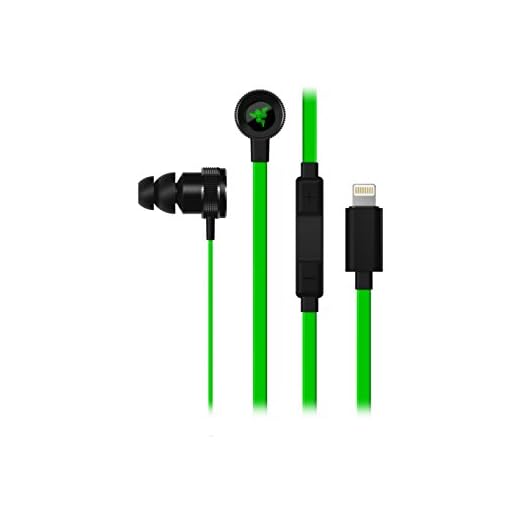 Razer Hammerhead Earbuds for iOS: DAC - Custom-Tuned Dual-Driver Technology - in-Line Mic & Volume Control - Aluminum Frame - Lightning Connector - Green, RZ04-02090100-R3U1