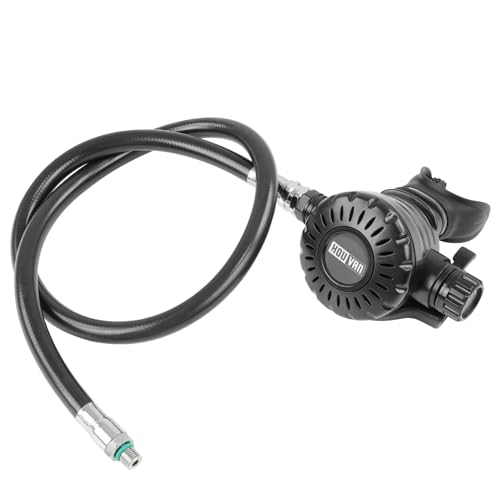 HOUVAN The Scuba Diving Stage 2 Regulator Equipped with Medium Pressure Hose The Secondary Regulator Suitable for Use with Scuba Tanks of Models H400/H400plus/H400pro/H700—Black