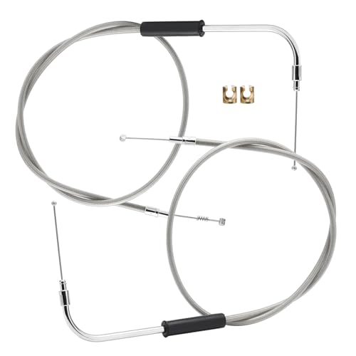 TIGERSGATE 38.1" Throttle & Idle Cable Kit for 2004-2006 Sportsters 12" Handlebar fits Harley Extended Stainless Steel Braided (No Cruise control) by TIGERSGATE - Used condition - US$23.85