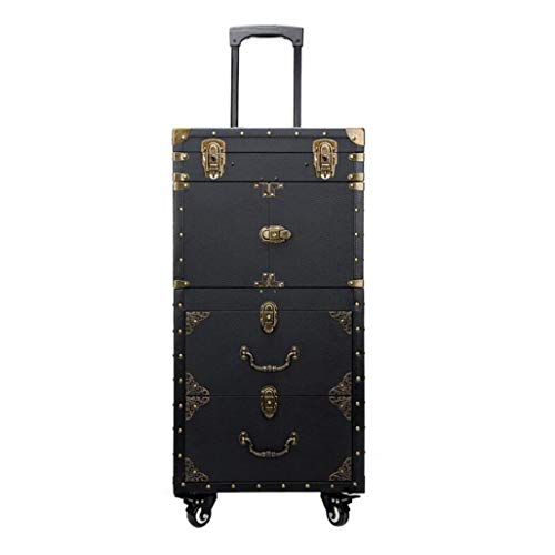 DPPAN Professionell Trolley Kosmetikkoffer Extra Groß, Friseur Make-up Koffer mit 360° Rollen, Reise Schminkkoffer für…