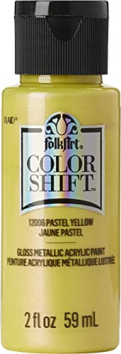 Image of FolkArt Color Shift Acrylic Craft Paint, Yellow Pastel 2 fl oz Premium Metallic Finish Paint, Perfect For Easy To Apply DIY Arts And Crafts, 12006