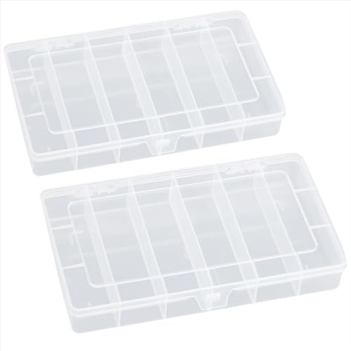 Image of 6 Grids Clear Plastic Organizer Box, Bead Storage Containers, Craft Organizers and Storage Beads Organizer, Art DIY, Crafts Jewelry Storage, Fishing Tackles, 2 PACK