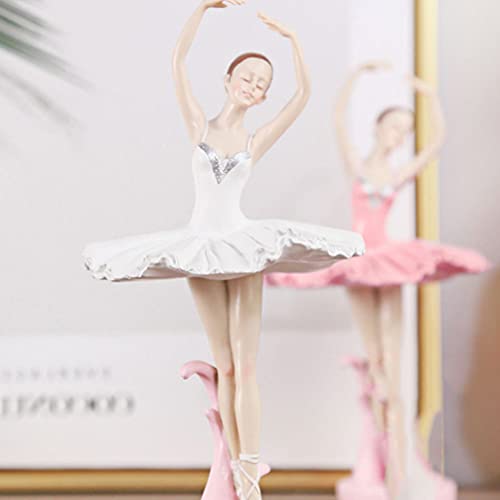 Vosarea Girl Figurines Ballet Dancer Statue Resin Girl Art Sculpture Figure Desk Ornament For Home Office Decoration White #TOP7