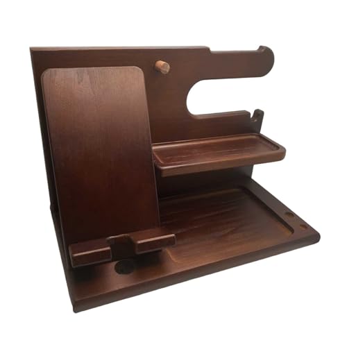 ルナリ 木製 多機能 収納 スマホスタンド キーフック 卓上 小物 収納ラック シンプル 鍵置き メガネスタンド