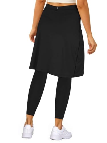 Fisoew Women's Knee Length Athletic Skirt with Leggings Wrap Gym Workout Golf Tennis Skorts with Pocket3