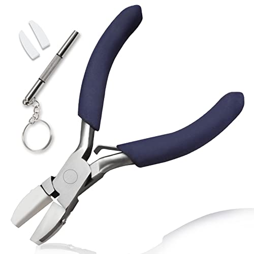 Image of Mini Nylon Jaw Pliers 3.5-Inch Flat Nose Pliers with 2 Replacement Tips and Screwdriver Wire Straightentener Jewelry Making Tools for Beading, Gripping, Shaping Wire