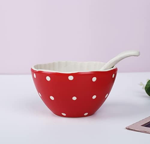 Mushroom Small Soup Bowls - Safety Matt Ceramics 4.5'' Rice Bowls, Pair with Cute Mushroom Spoon- Use for Noodles, Salad, Pasta & More.