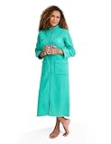 Amber Ladies Knitted Zip Embroidered Dressing Gown Green 16-18