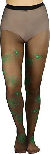 Image of ToBeInStyle Women's Spiderweb & Crawling Spider Print Hosiery Tights & Thigh High Stockings
