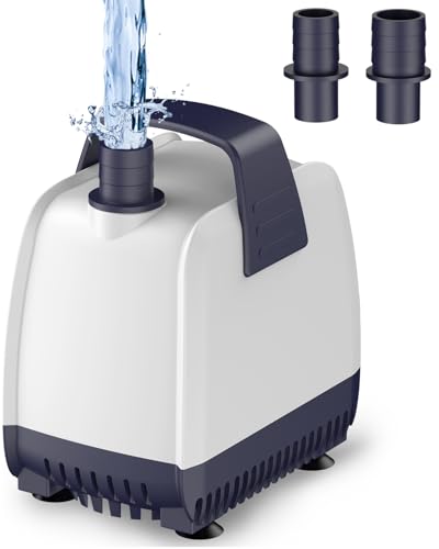 Pawfly 80 GPH 4 W Mini Submersible Water Pump Small Fountain Pump with 2.6 ft. Lift Height Ultra Quiet Aquarium Pump with 2 Nozzles & 5.5 ft. Power Cord Submersible Pump for Fish Tanks Garden Statuary