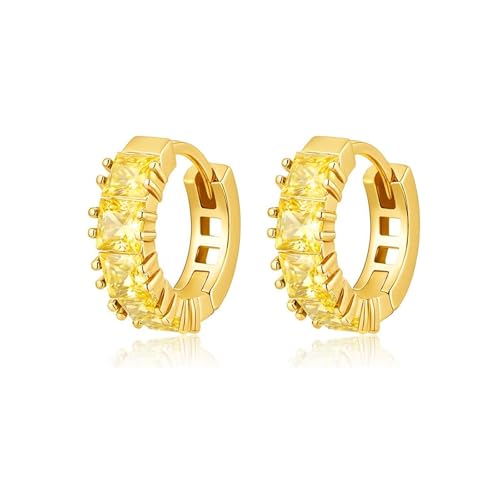 Image of Closlaza 12 Birthstone Gold Hoop Earrings for Women, 14K Gold Plated Brass with Zirconia, Dainty Everyday Jewelry Gift for Women Girls November
